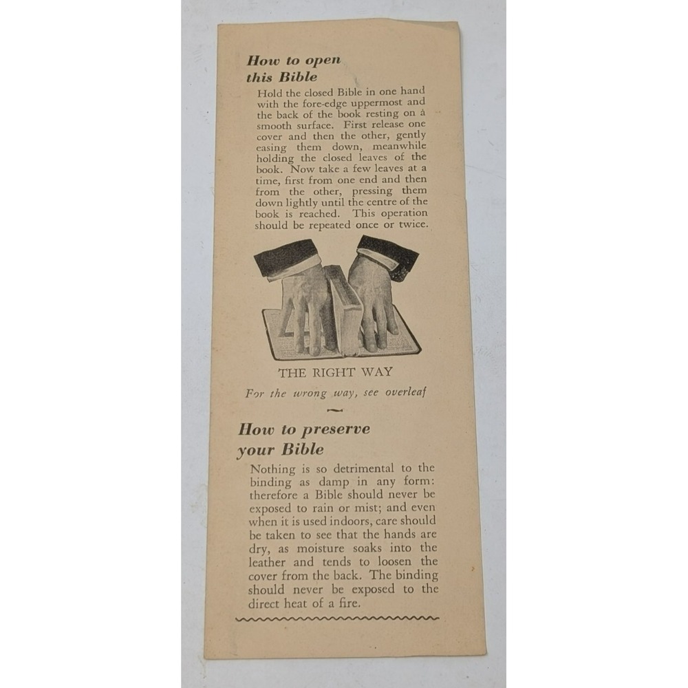 Oxford Holy Bible Advertising Promotional‎ How to Care For Flyer Antique Vintage